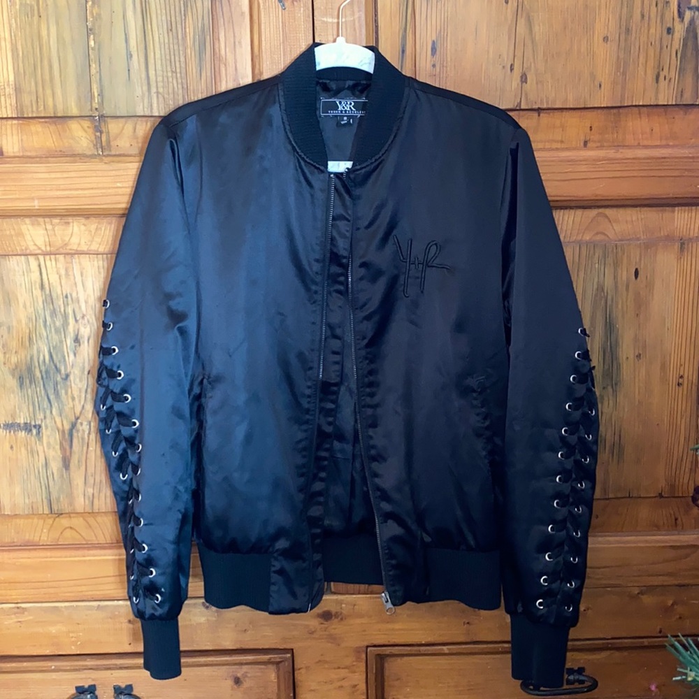 Young & Reckless - Black Satin Bomber Jacket